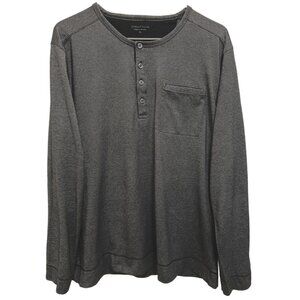 0083 Structure 3/4 Button Long Sleeve Pullover Shirt